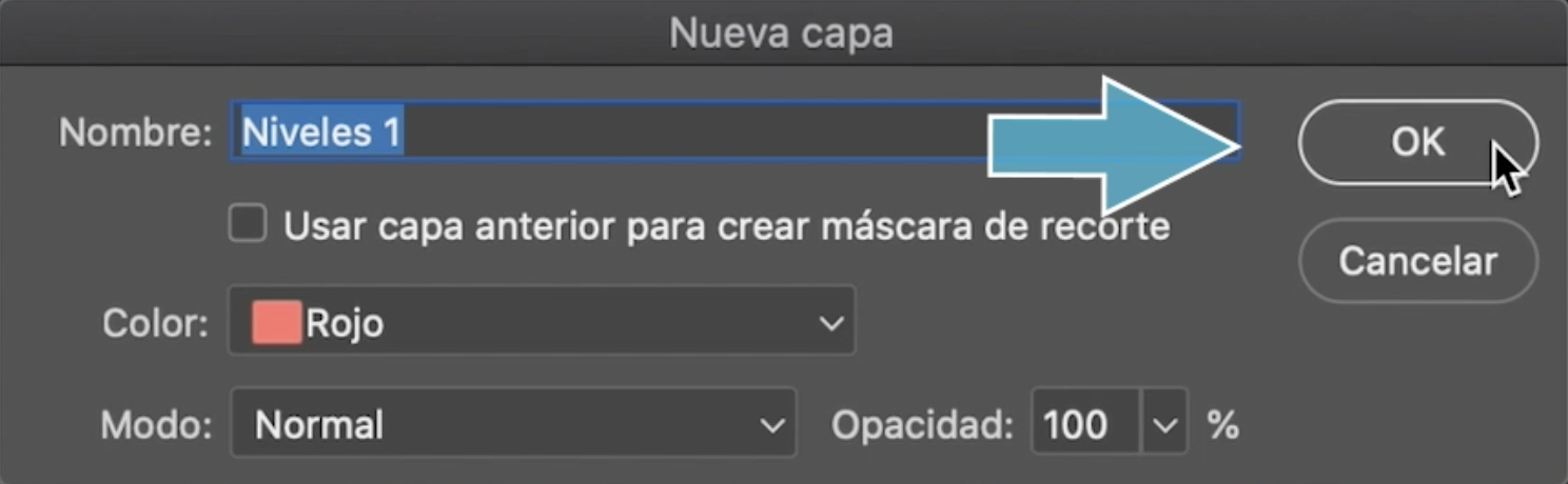 Selecciona un color para esa capa y un modo de fusión.